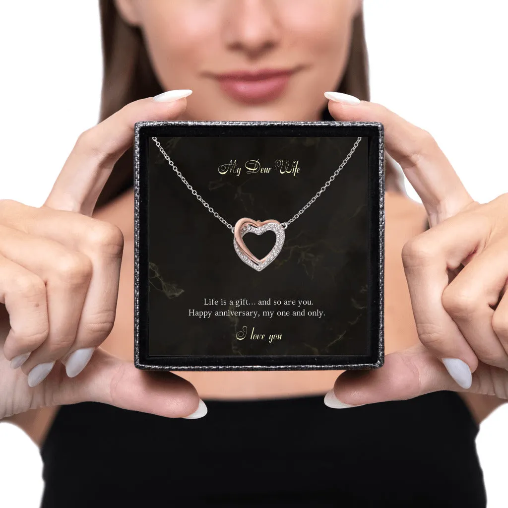 Gift to Wife from Husband Twin Flames Interlocking Hearts Necklace, Anniversary Gift Valentines Day