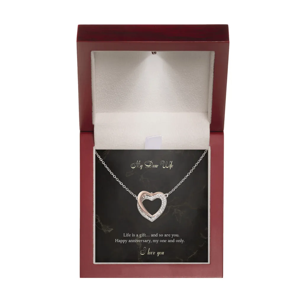 Gift to Wife from Husband Twin Flames Interlocking Hearts Necklace, Anniversary Gift Valentines Day