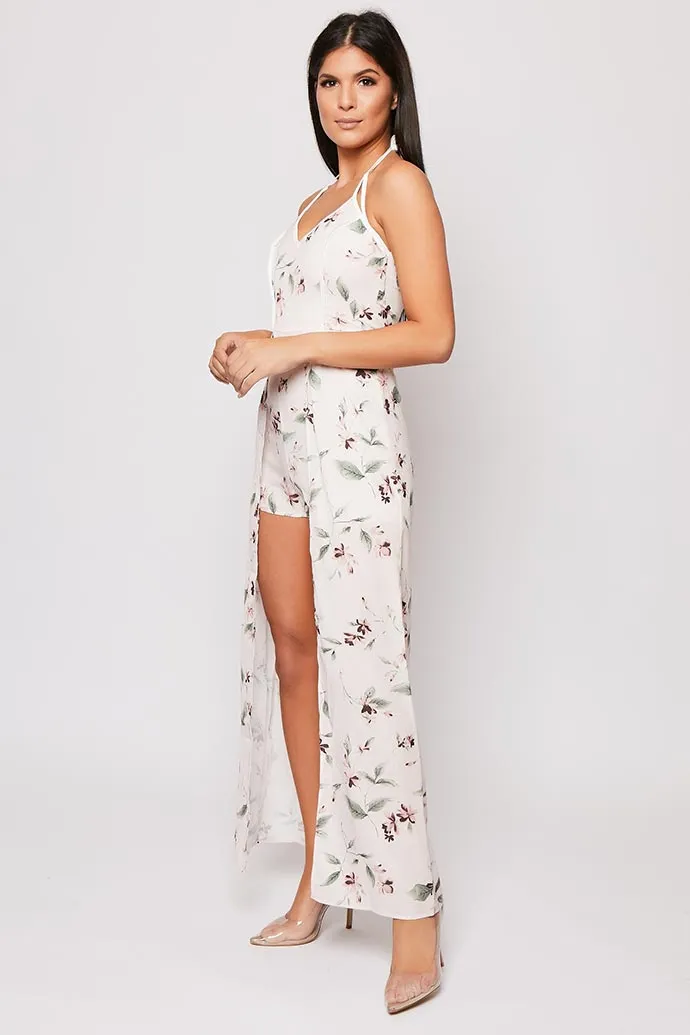 Ginah - Pink Floral Front Split Maxi Dress