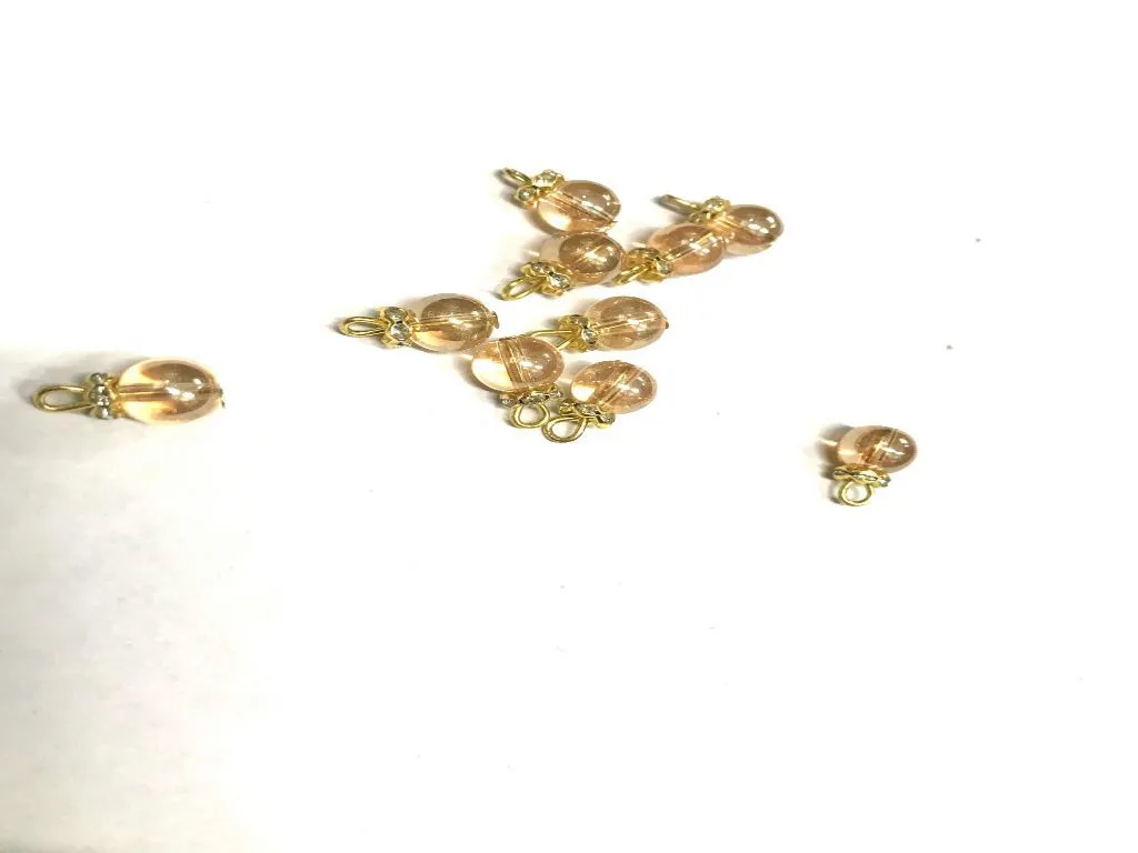 Golden Glass Beads Hanging- 8 mm