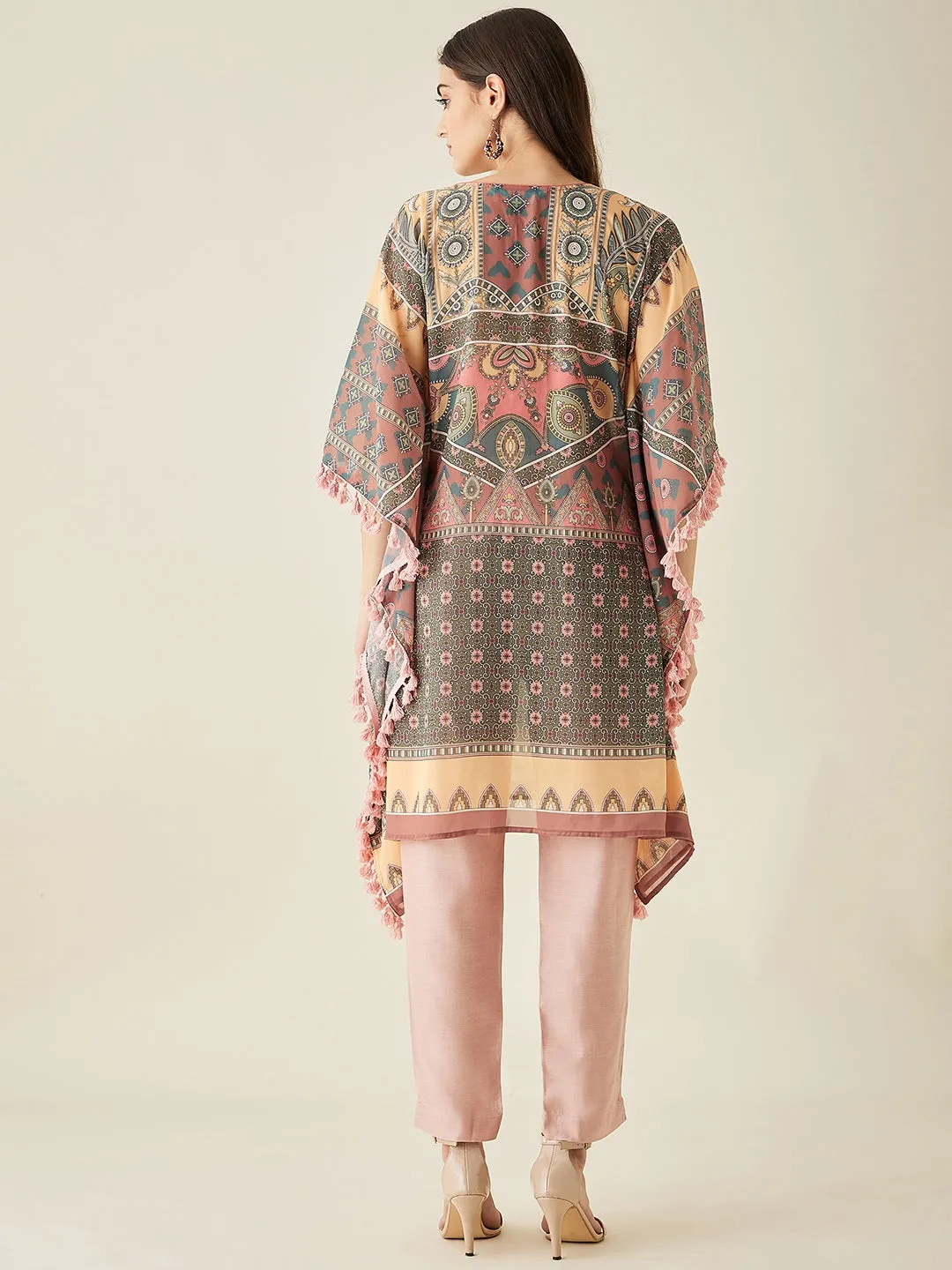 Green Abstract Floral Printed Kaftan Kurta - The Kaftan Company