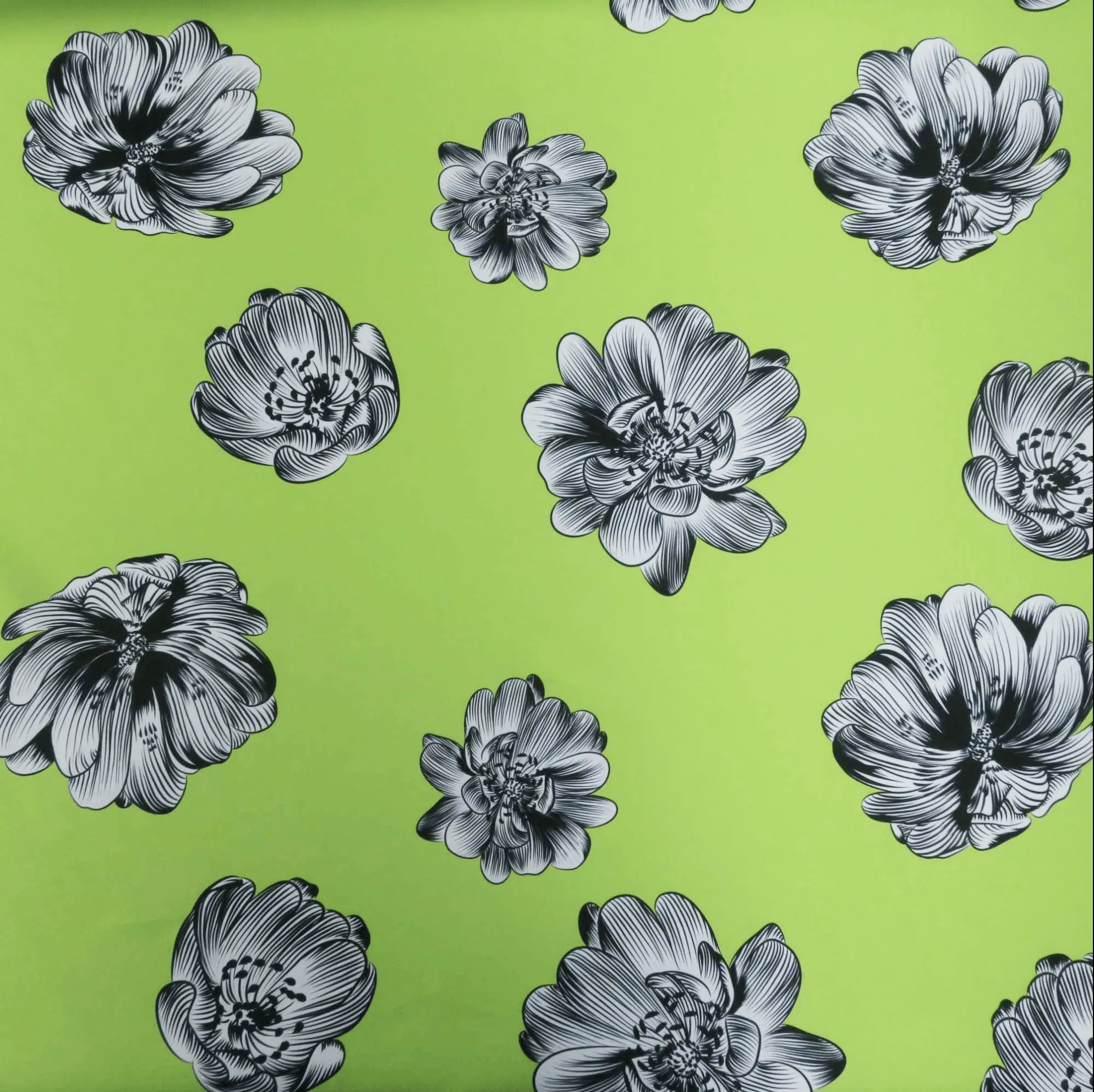 Green Floral Abstract Printed Silk