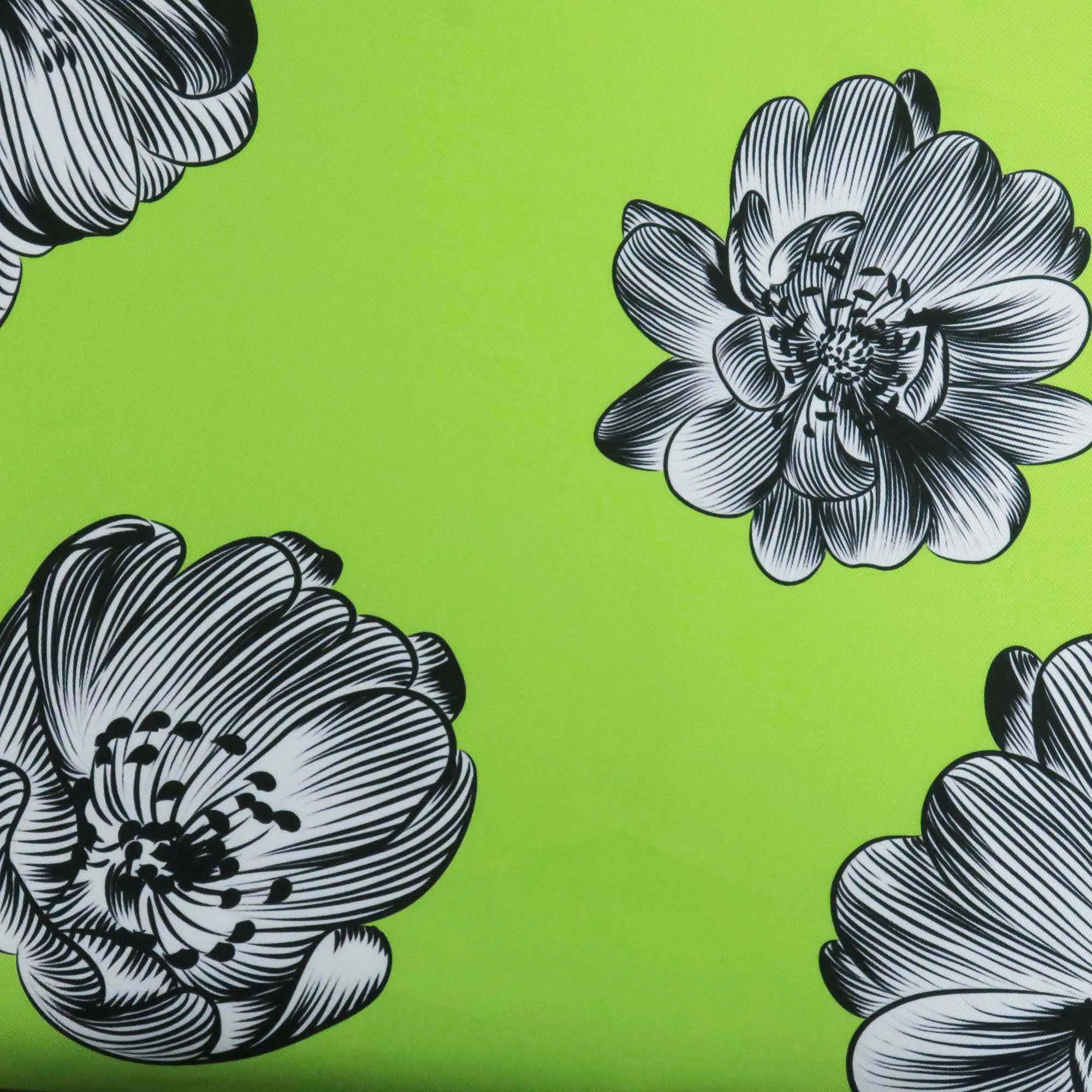 Green Floral Abstract Printed Silk