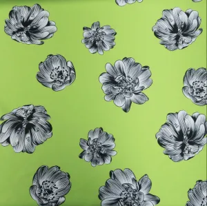 Green Floral Abstract Printed Silk
