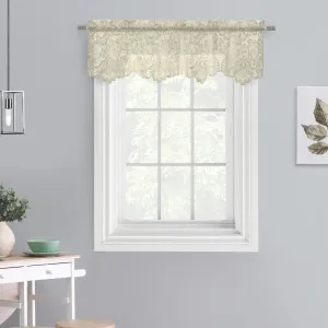 Habitat Limoges Sheer Rod Pocket Flat Valance Floral Lace Design Delicate Scalloped Bottom Hem 55" x 15" Ivory