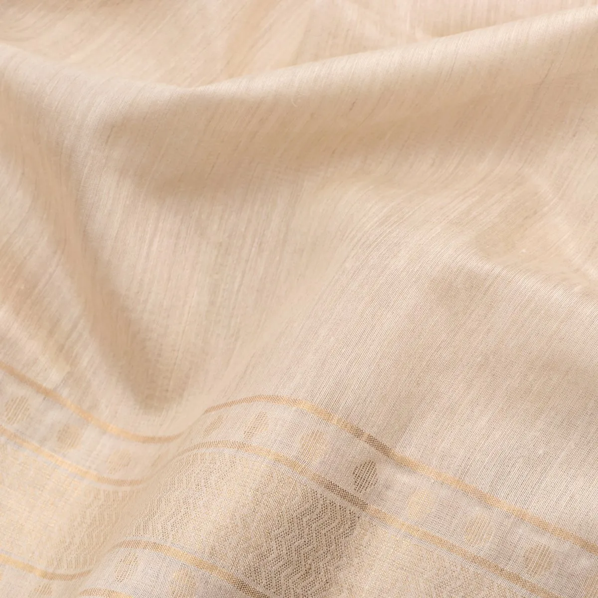 Handwoven Off-White Muga Tussar Silk Sari-WIIGS039