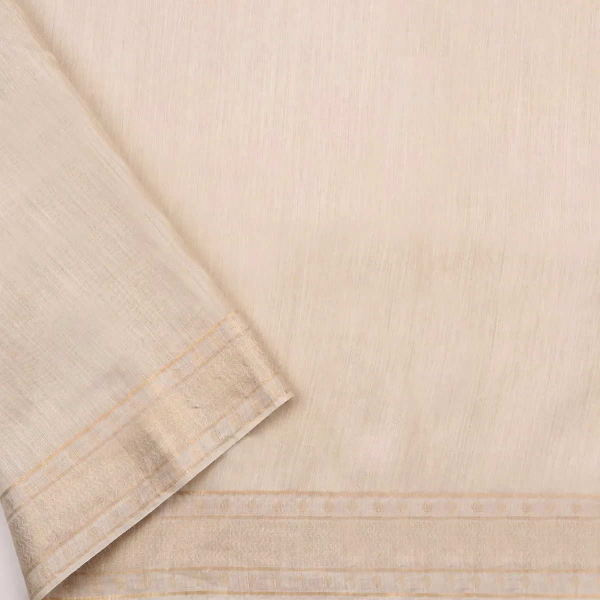 Handwoven Off-White Muga Tussar Silk Sari-WIIGS039