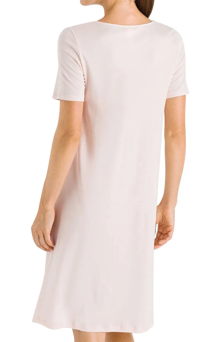 Hanro 100% Cotton Nightgown with Short Sleeve in Crystal Pink Moments 7930