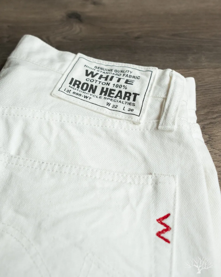 IH-888-WT - 13.5oz Cotton Twill High Rise Tapered Denim Trousers - White