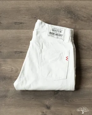 IH-888-WT - 13.5oz Cotton Twill High Rise Tapered Denim Trousers - White