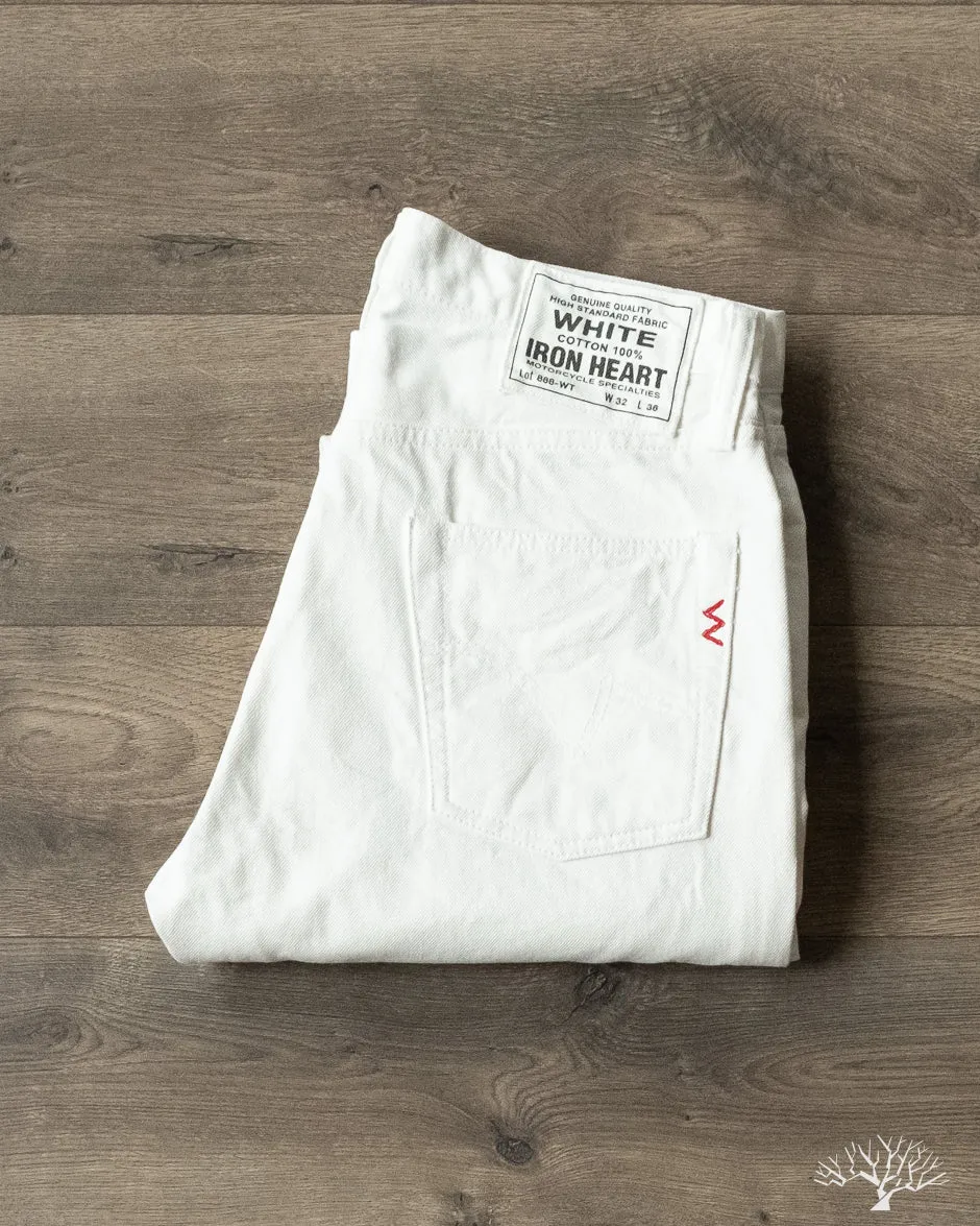 IH-888-WT - 13.5oz Cotton Twill High Rise Tapered Denim Trousers - White