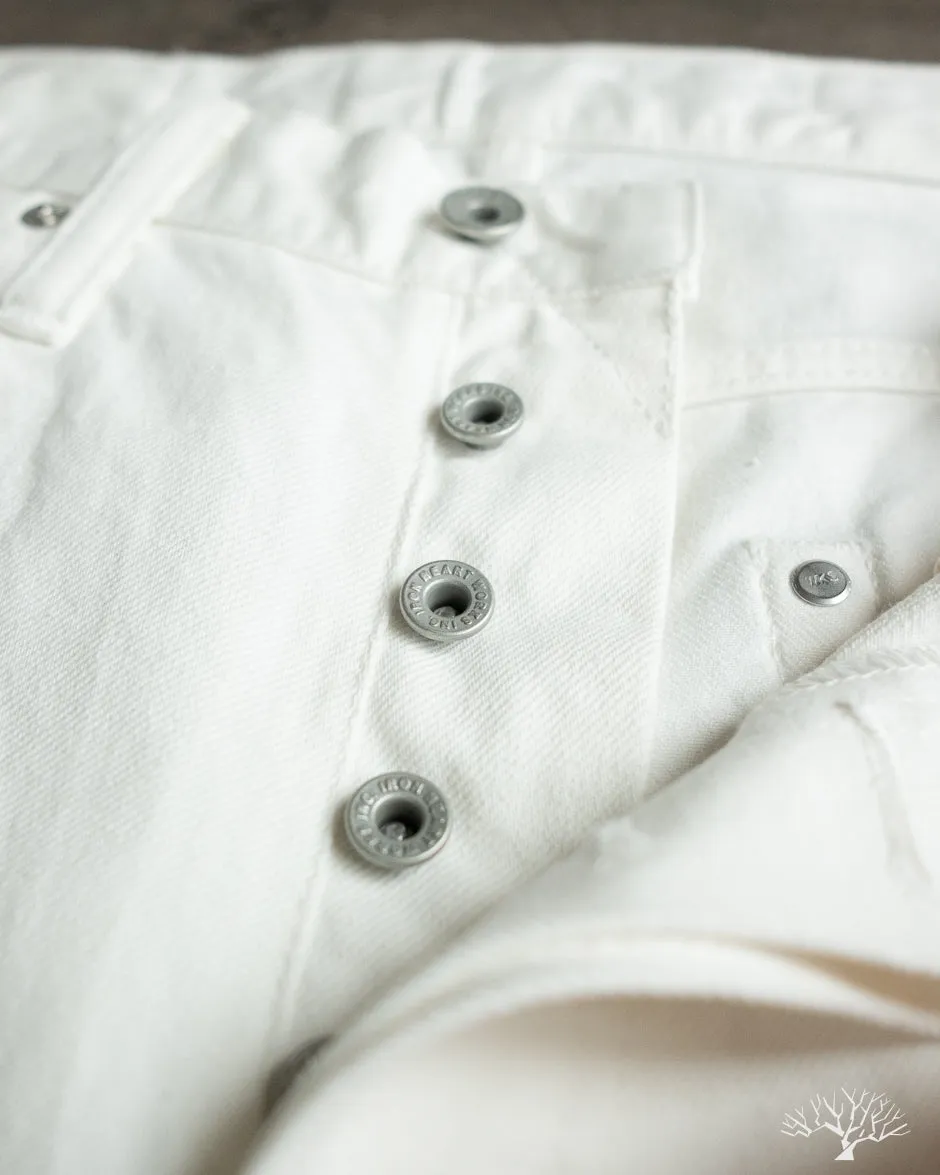 IH-888-WT - 13.5oz Cotton Twill High Rise Tapered Denim Trousers - White