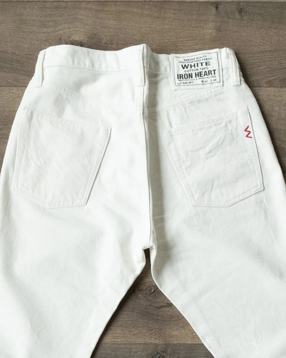 IH-888-WT - 13.5oz Cotton Twill High Rise Tapered Denim Trousers - White