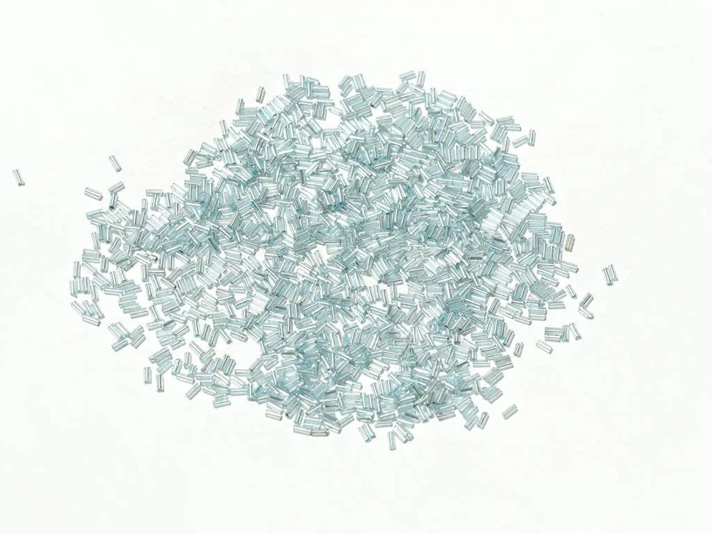 Light Blue Silverline Pipe / Bugle Glass Seed Beads- 4.5 mm (Wholesale)