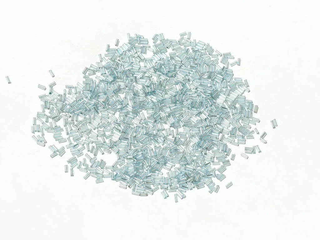 Light Blue Silverline Pipe / Bugle Glass Seed Beads- 4.5 mm