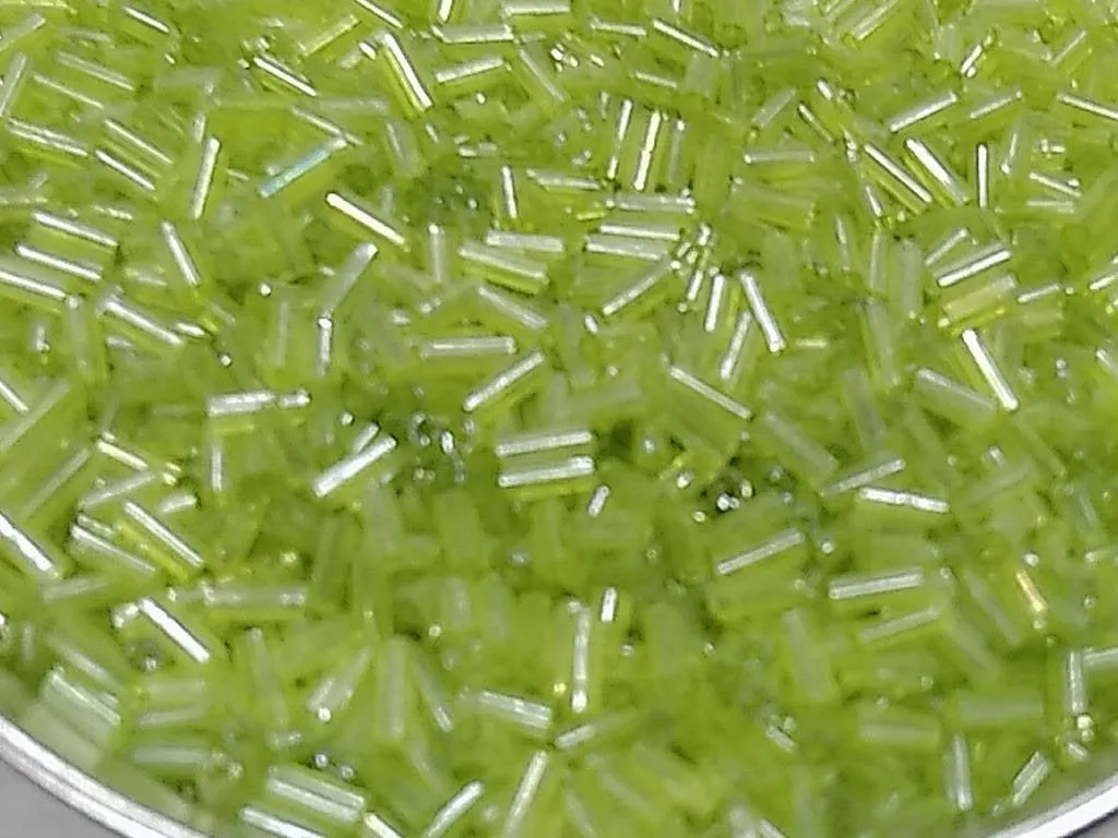 Light Green Lustre Pipe / Bugle Glass Seed Beads (Wholesale)