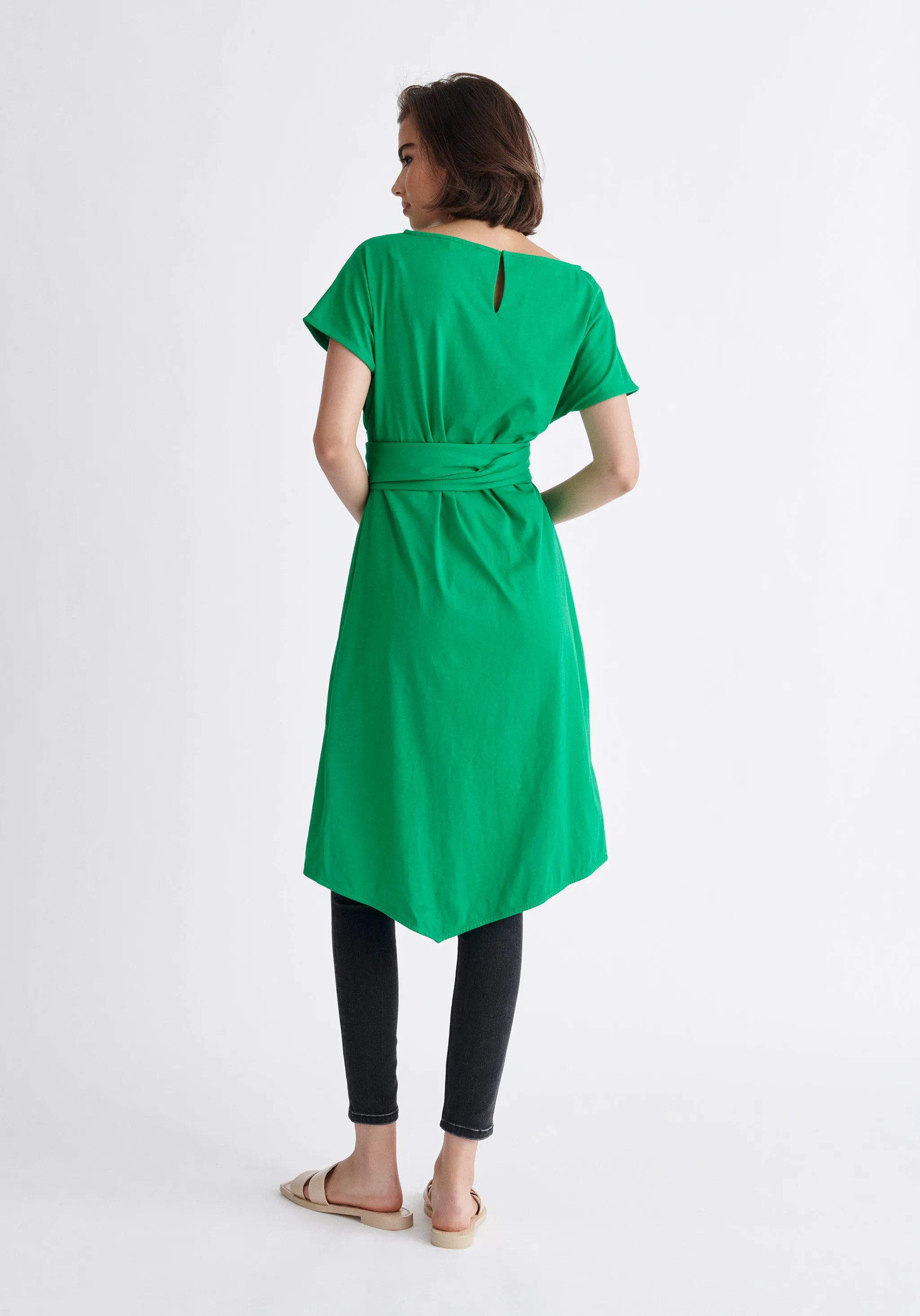 Long Waist Tie Cotton Top