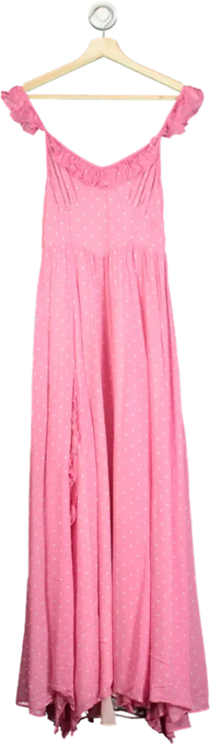 LoveShackFancy Pink Polka Dot Maxi Dress UK 0