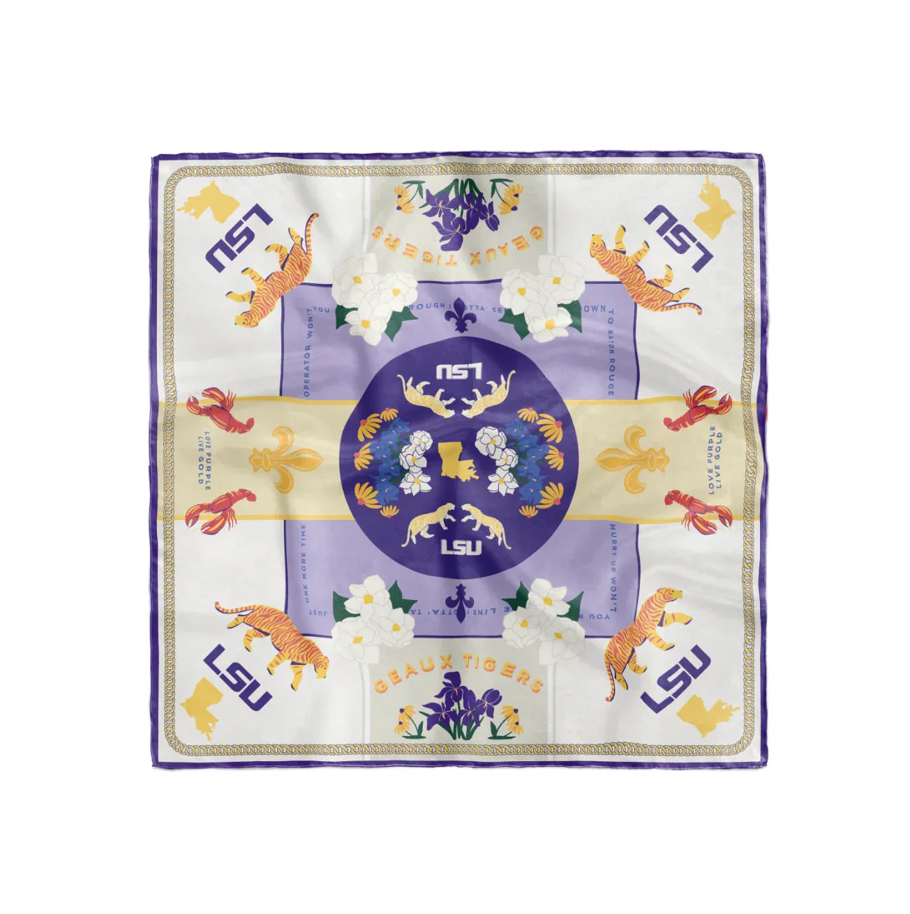 LSU Geaux Tigers Silk Scarf