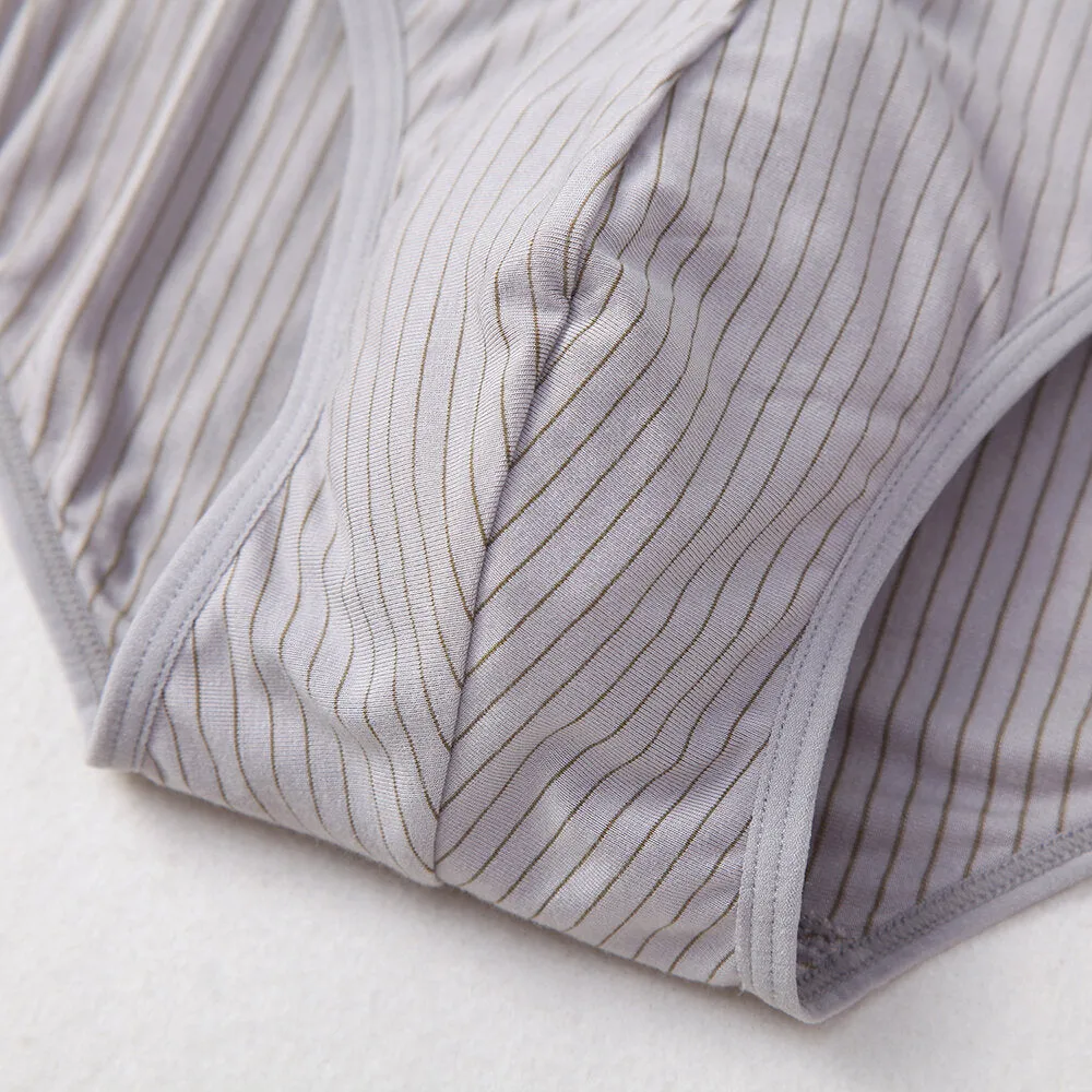 Mens Fashion Striped Modal Low Waist U Convex Pouch Brief Underwear