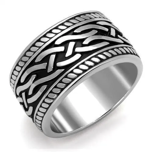 Mens Woven Pattern Stainless Steel Epoxy Rings Style