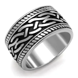 Mens Woven Pattern Stainless Steel Epoxy Rings Style
