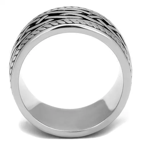 Mens Woven Pattern Stainless Steel Epoxy Rings Style