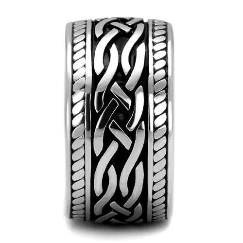 Mens Woven Pattern Stainless Steel Epoxy Rings Style