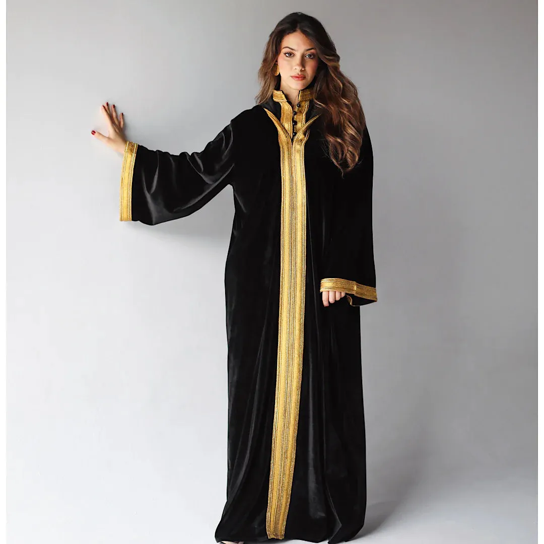 Moroccan embroidered velvet kaftan