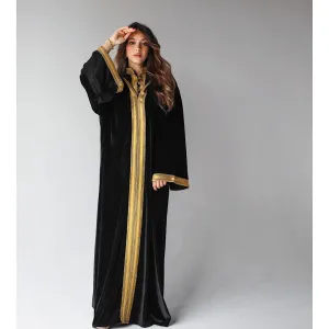 Moroccan embroidered velvet kaftan