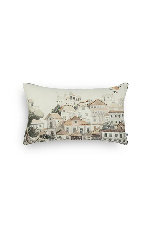 Nagari Hand Embroidered Cushion-Brown