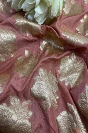 Onion Pink Banarasi Silk Fabric ( 1 Mtr )