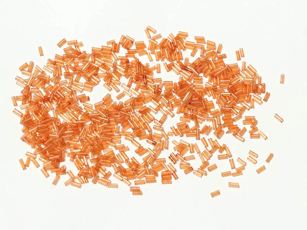 Orange Transparent Pipe / Bugle Glass Seed Beads- 4.5 mm