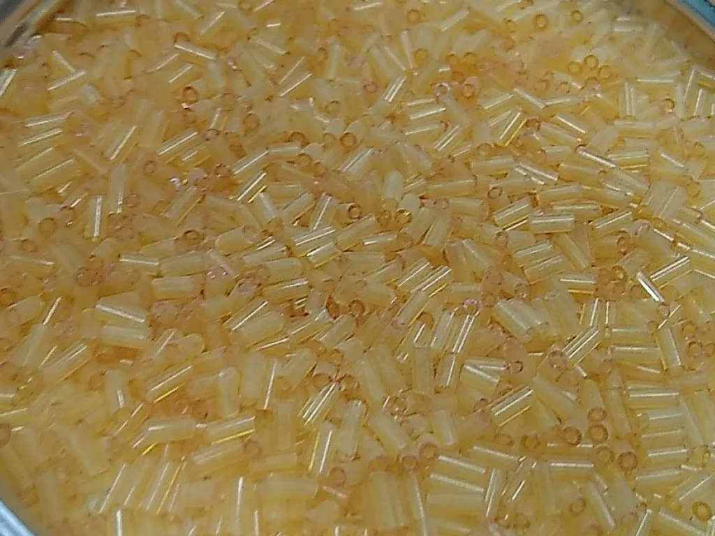 Peach Transparent Pipe / Bugle Glass Seed Beads