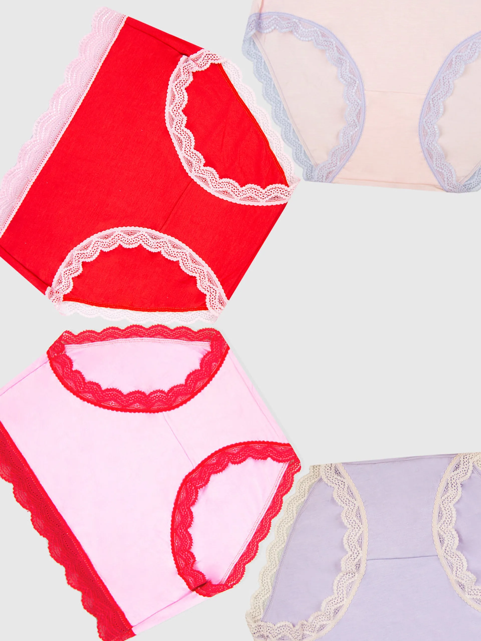 Pink and red contrast high rise knicker four pack