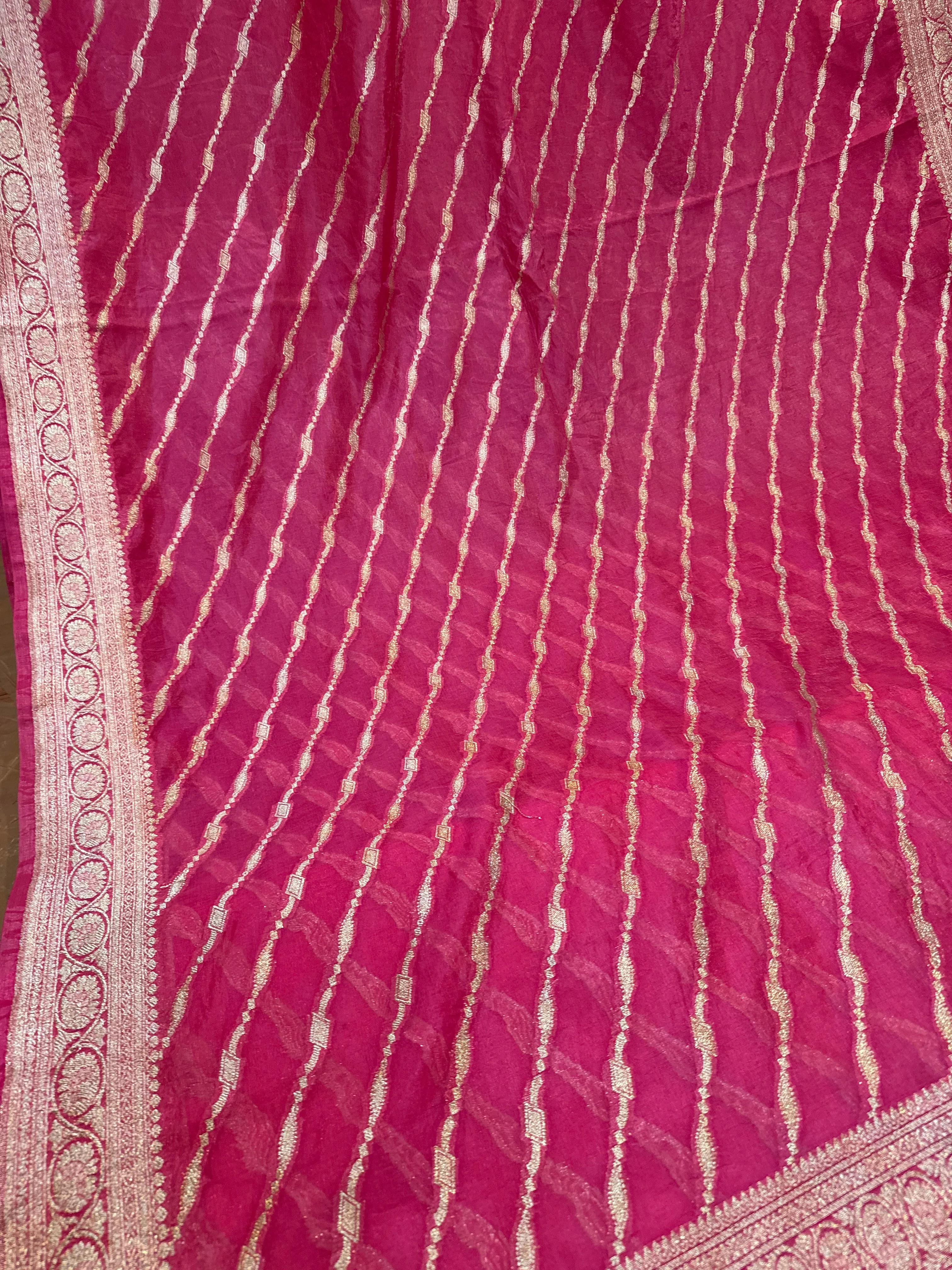Pink Pure Dupion Silk Banarasi Saree