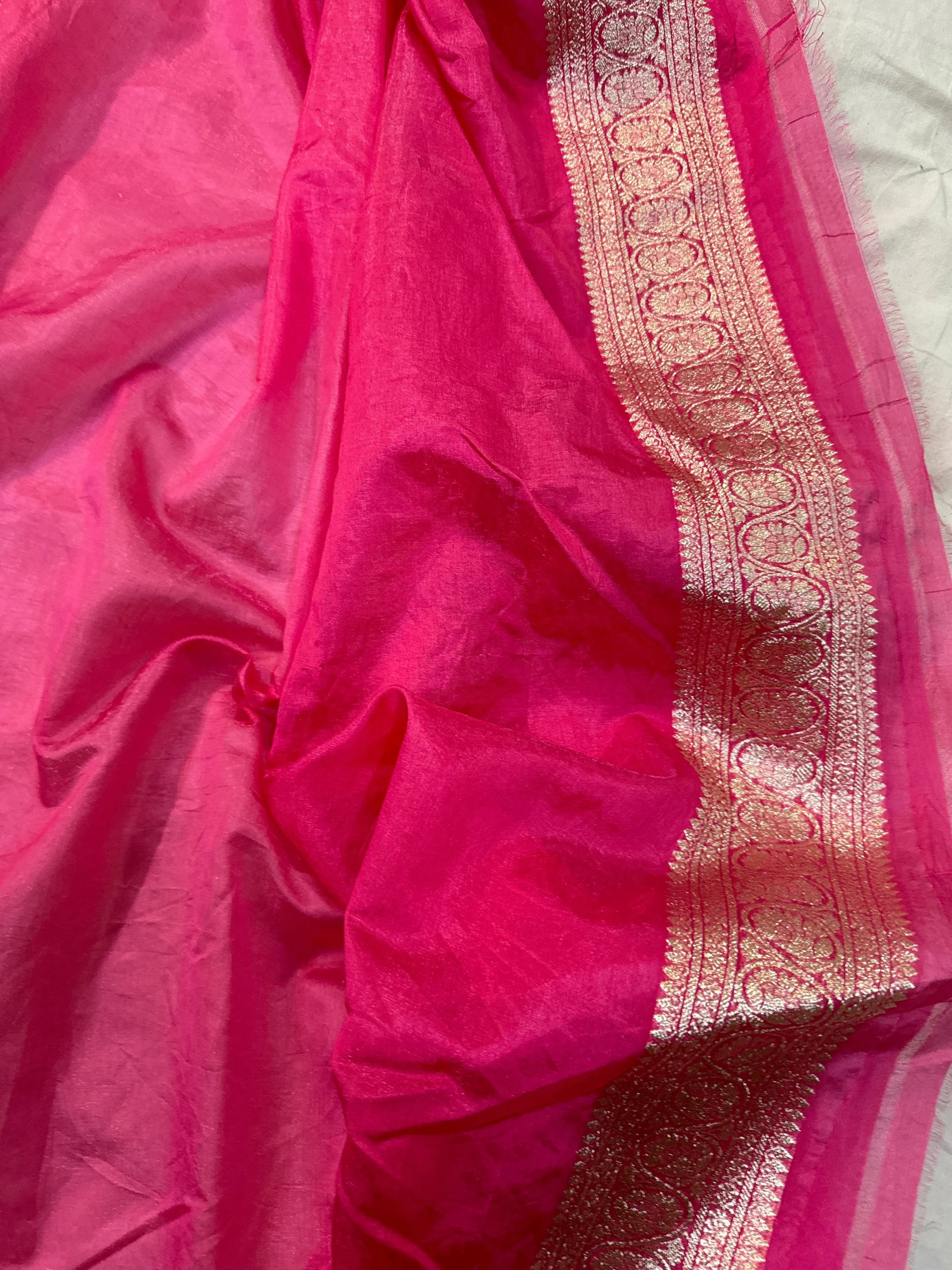 Pink Pure Dupion Silk Banarasi Saree