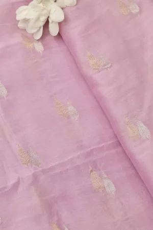 Pretty in Pink: Banarasi Chanderi Silk Fabric ( 1 Mtr )