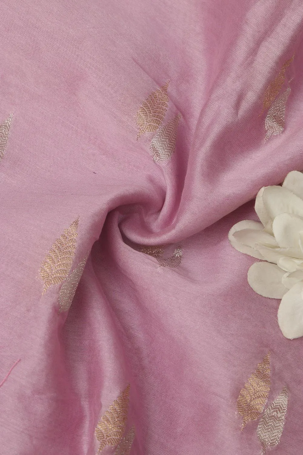 Pretty in Pink: Banarasi Chanderi Silk Fabric ( 1 Mtr )