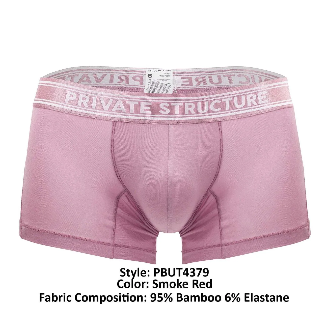 Private Structure PBUT4379 Bamboo Mid Waist Trunks Color Smoke Red