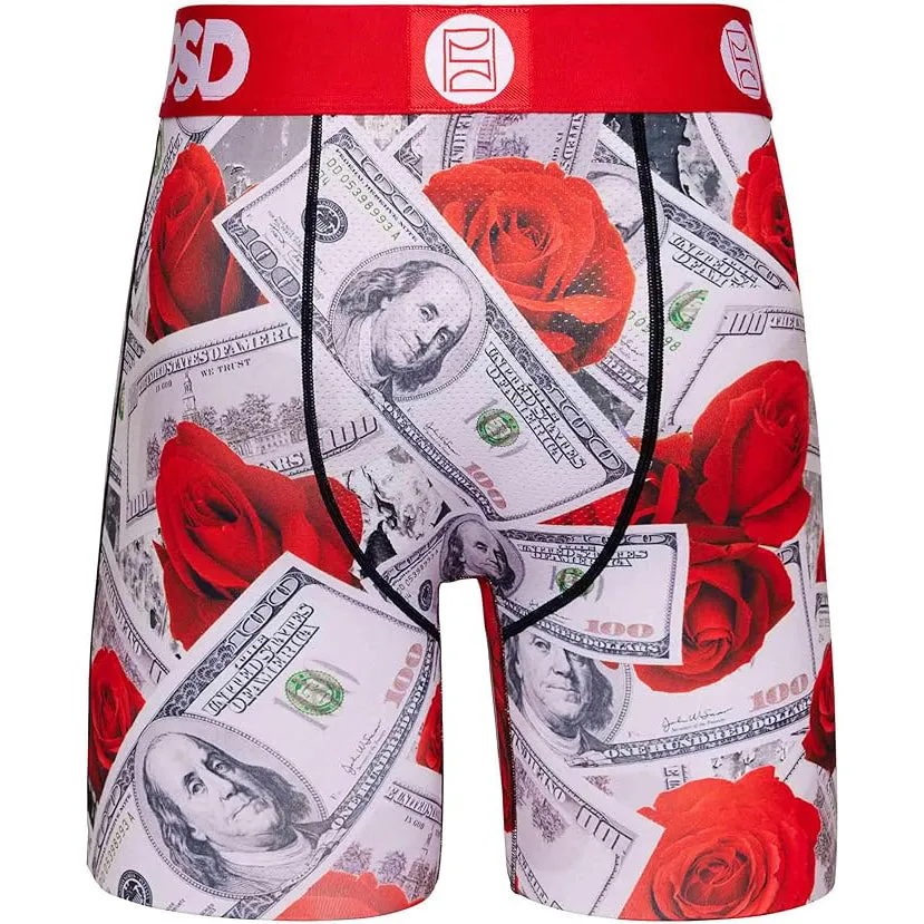 PSD Men's Multicolor Moisture-wicking Fabric 100 Roses Boxer Brief Large Underwear - 423180006-MUL-L