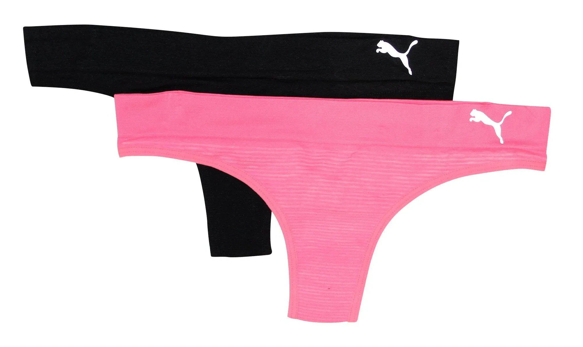 Puma Women's 2-Pack Seamless Super Soft Sport Stretch Thong Panty