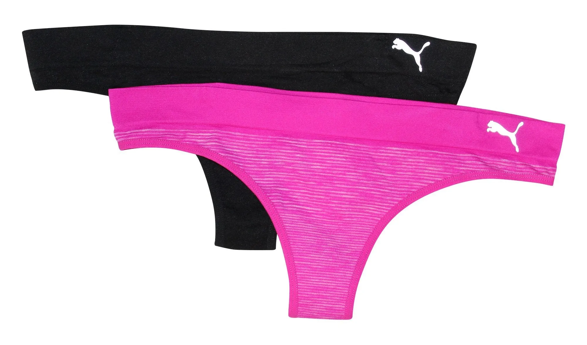 Puma Women's 2-Pack Seamless Super Soft Sport Stretch Thong Panty