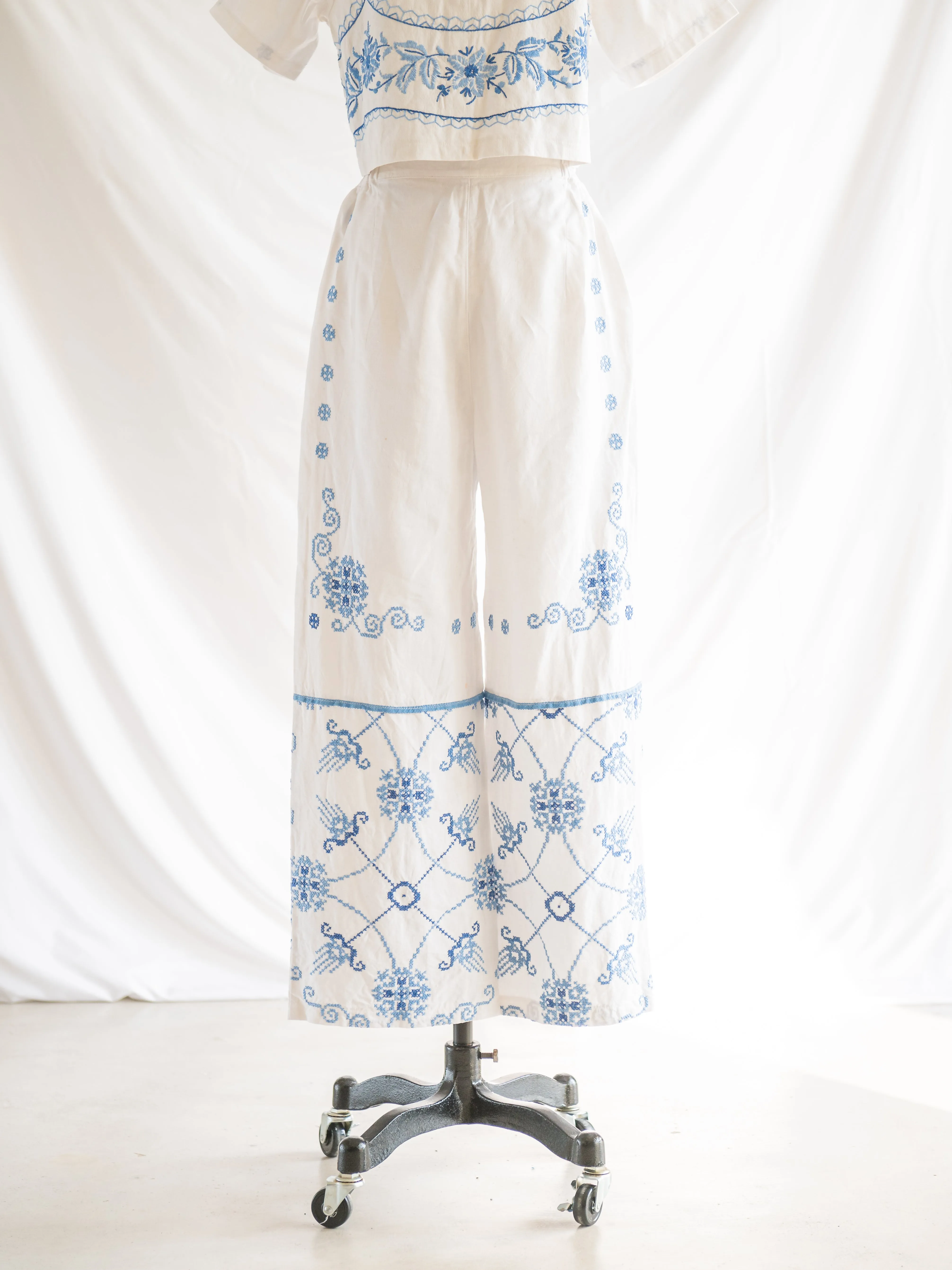 Re-design Kashmiri Embroidered Cotton Top Trouser Set