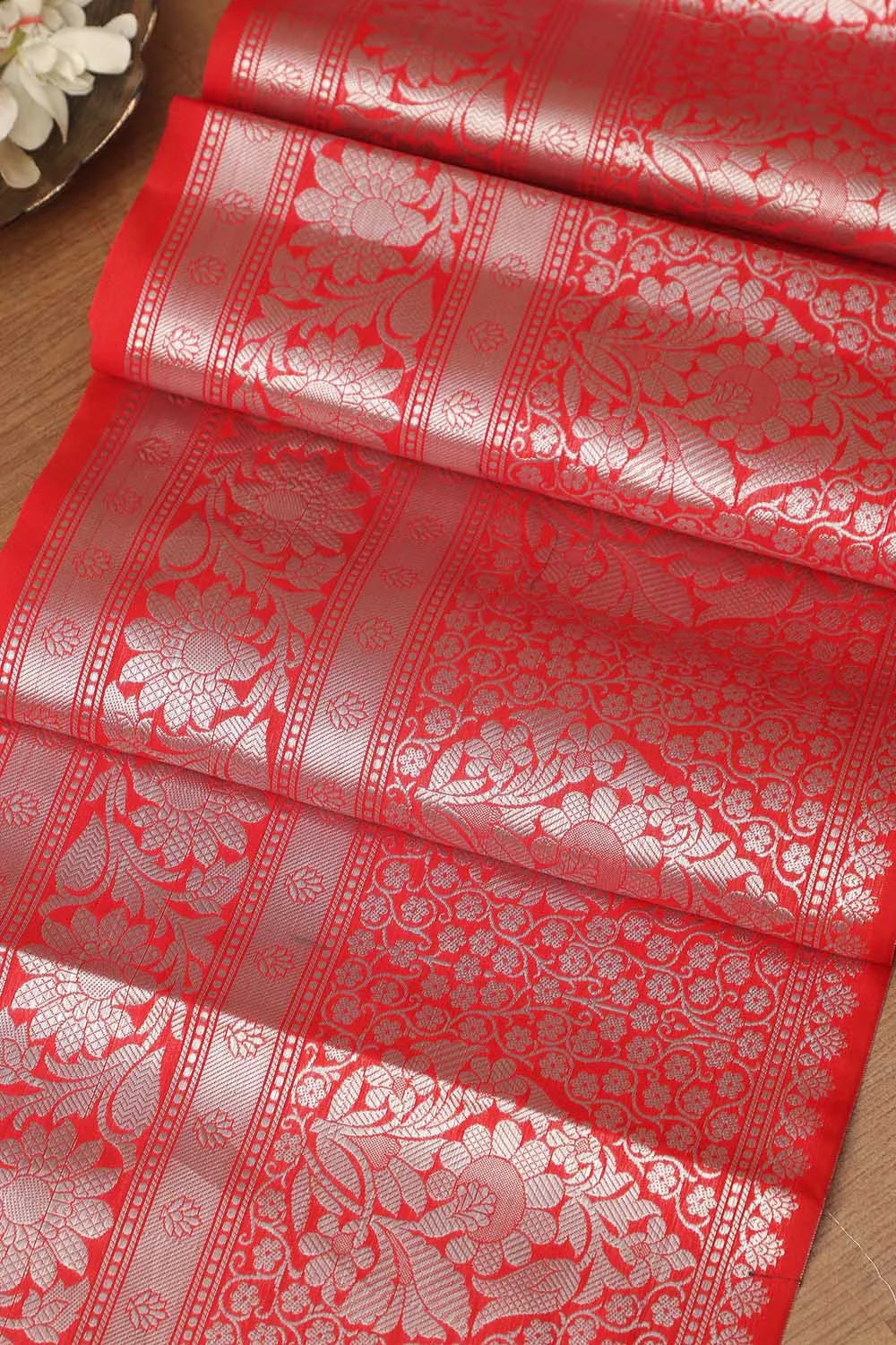 Red Banarasi Silk Lace: Elegant and Stylish