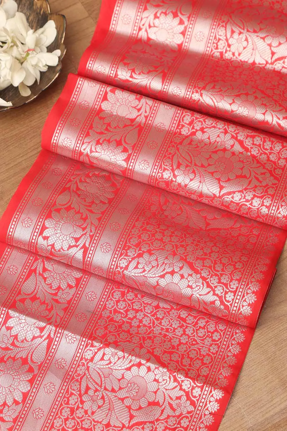 Red Banarasi Silk Lace: Elegant and Stylish