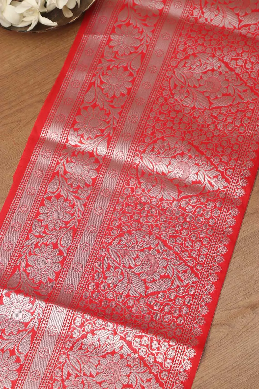Red Banarasi Silk Lace: Elegant and Stylish
