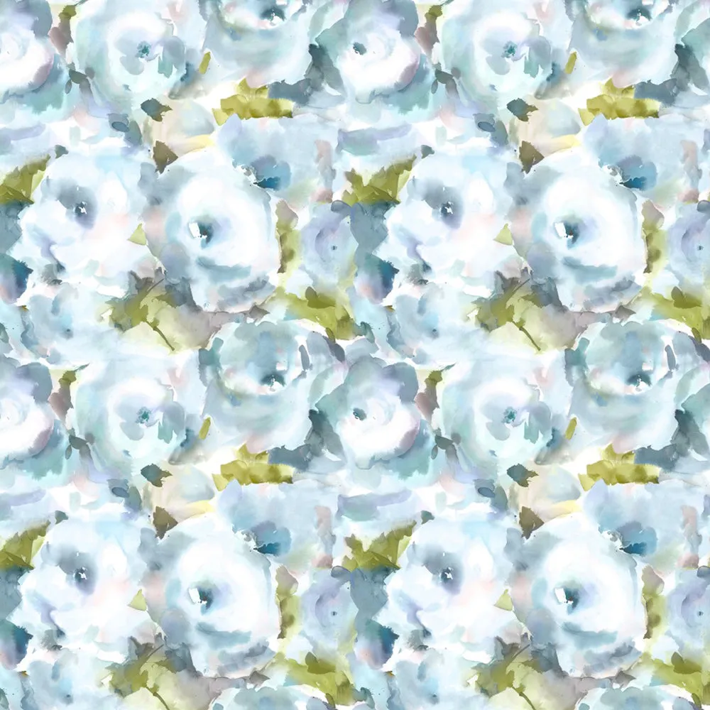 Rosa Printed Cotton Fabric (By The Metre) Duck Egg