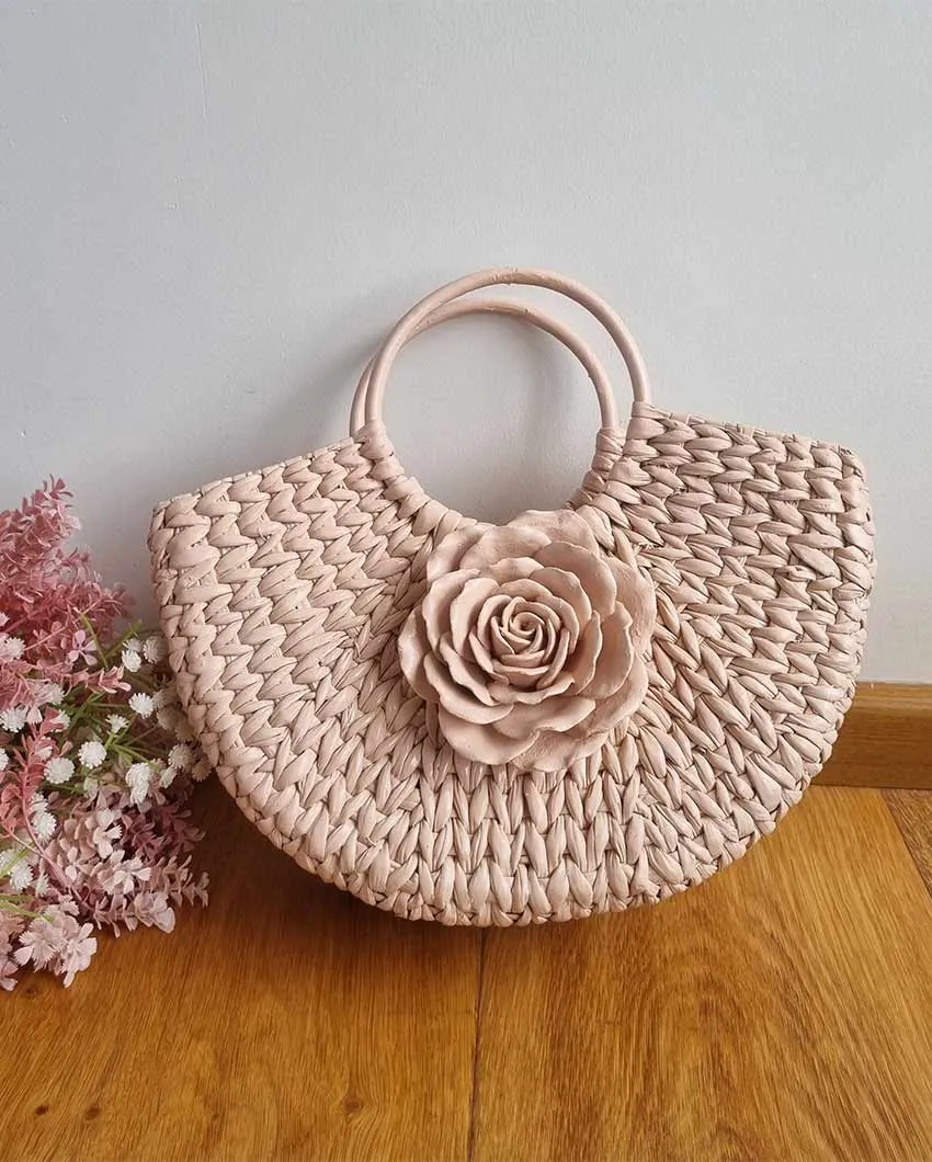 Rose Pink Cane Handbag| Pink|27 x 10 cm / 4 x 11 inches