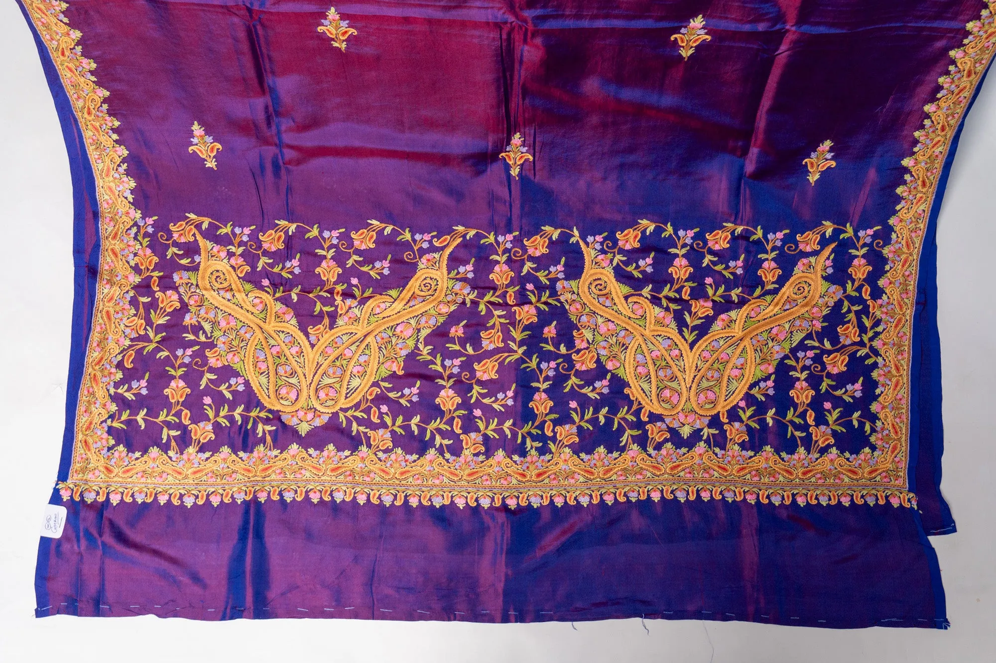 Royal Purple Pure Silk Hand Aari Embroidery Saree